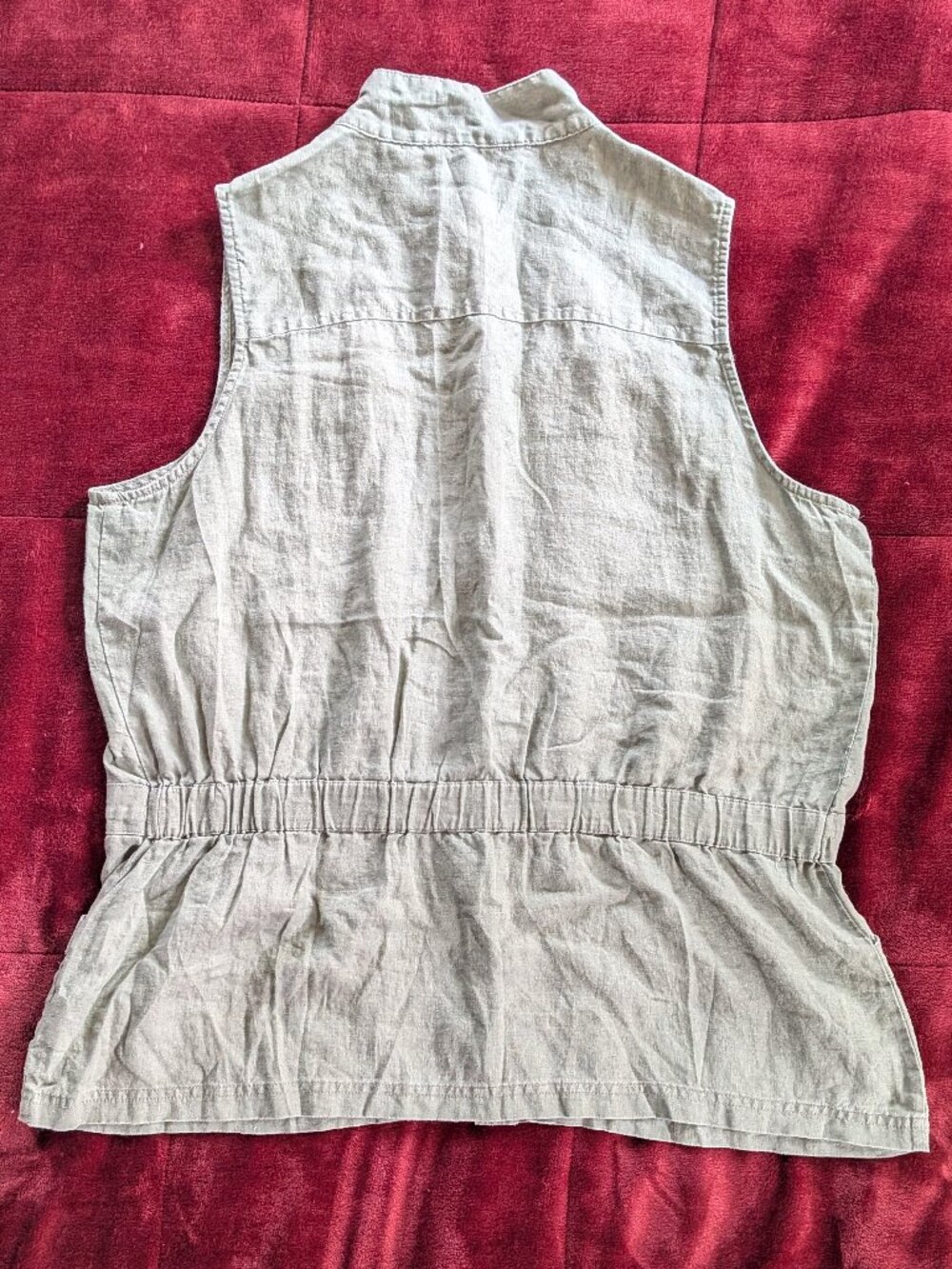 Ellen Tracy Olive Green Linen Utility Cargo Vest XL - Picture 2 of 6
